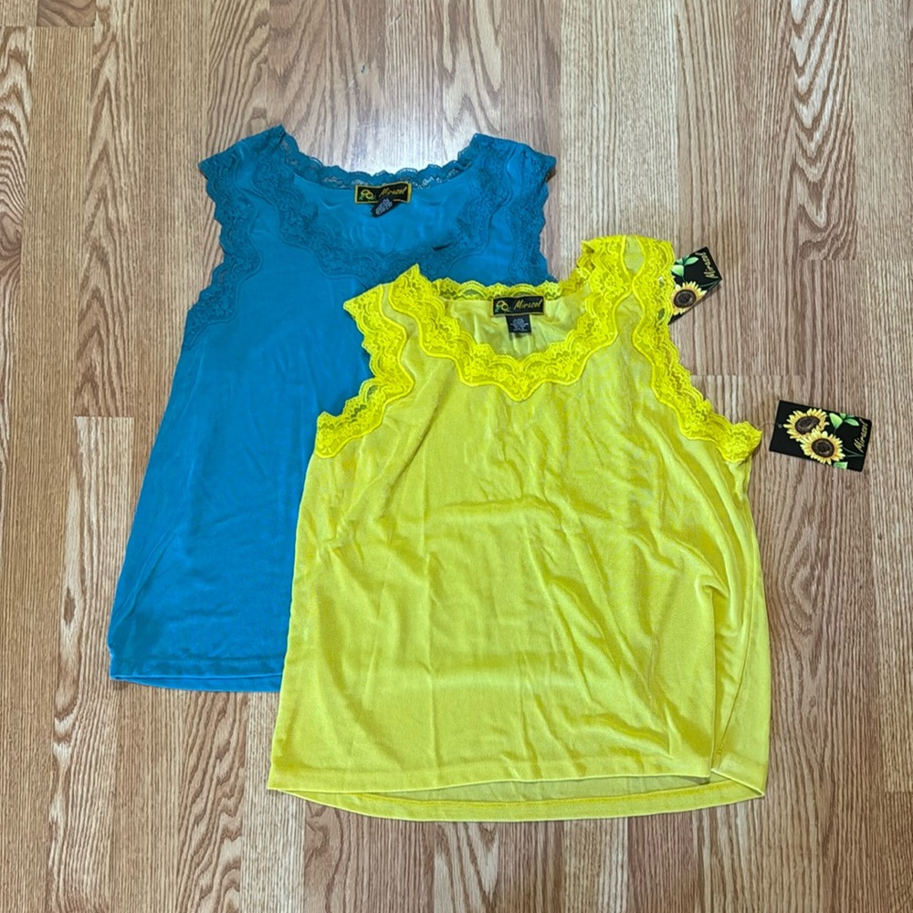 Blue and yellow tank tops 2 for 1 price